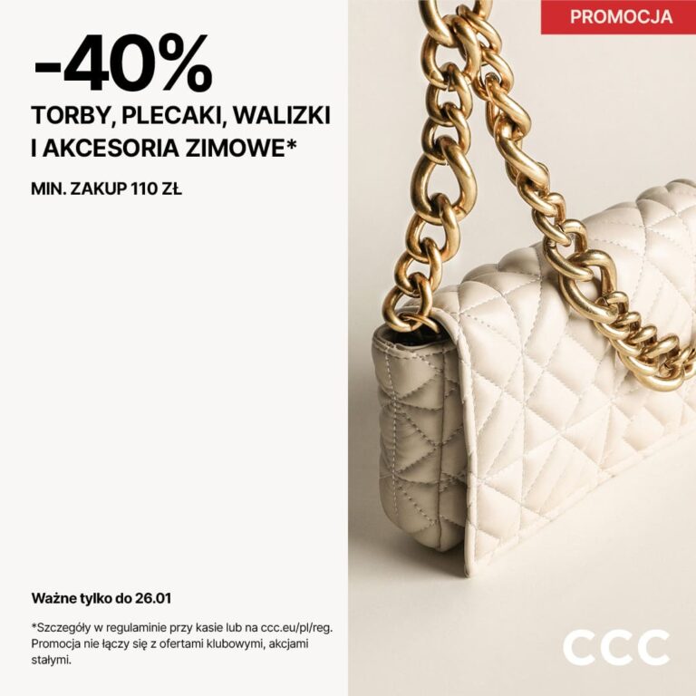 Stwórz zimową stylizację z CCC! -40% na wszystkie torebki, walizki, plecaki i akcesoria zimowe od najlepszych marek.